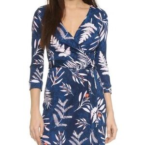 Diane Von Furstenberg Navy and Pink Floral Dress